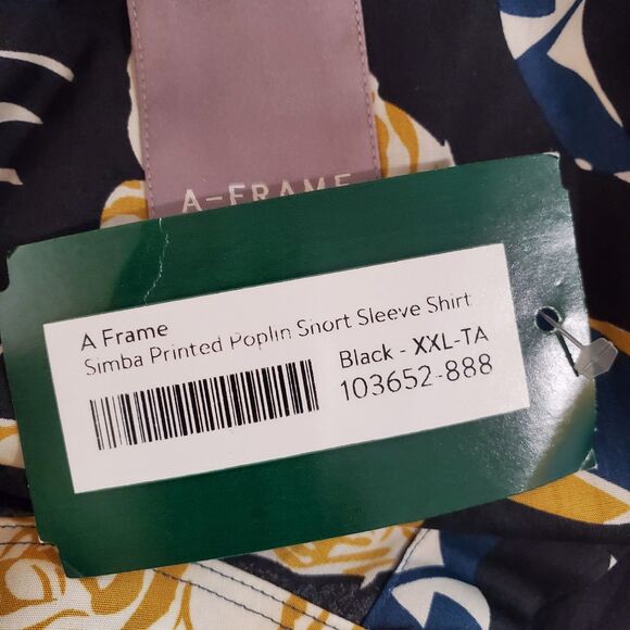 A-Frame Simba Poplin Men's Size XXL Tall NWT Stitch Fix Short Sleeve Tiger - Picture 5 of 6